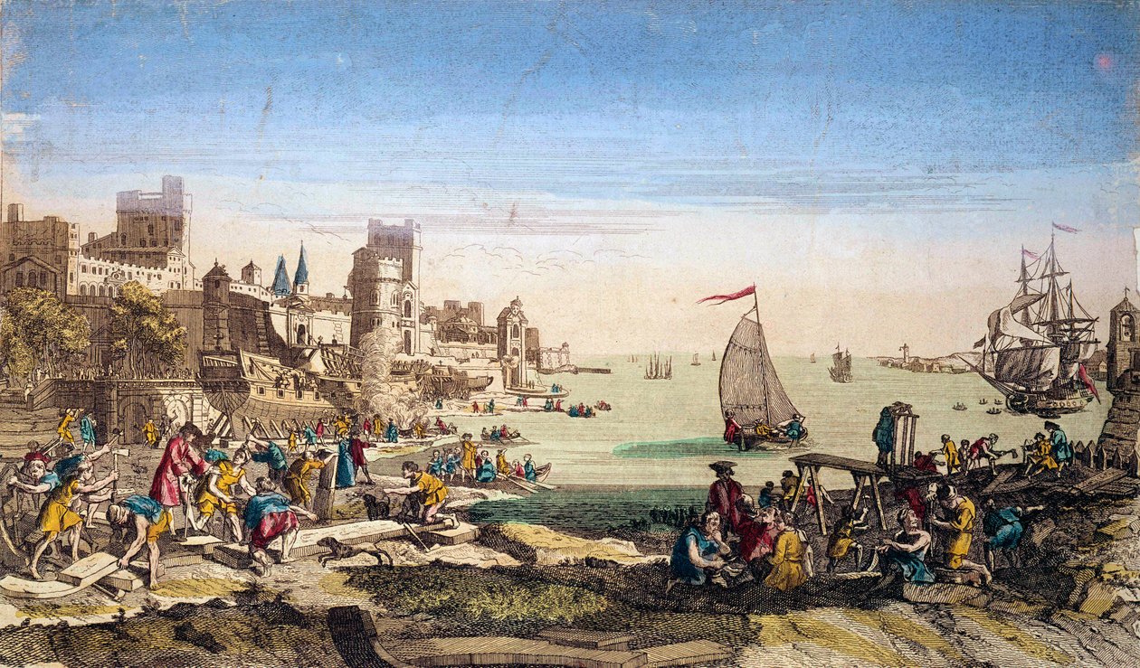 Vista del puerto y los astilleros de la ciudad de Le Havre (Sena marítimo). de French School