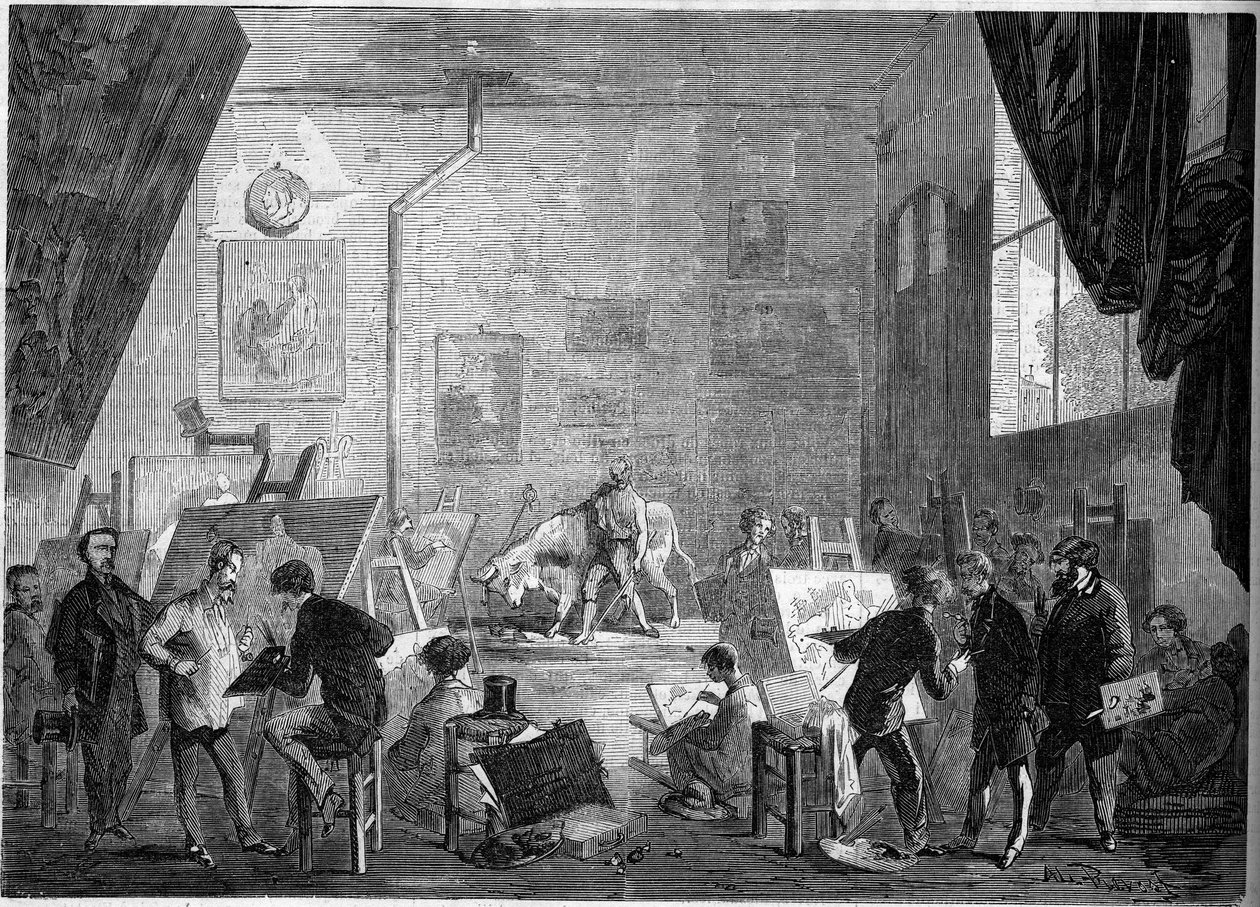 Vista del estudio del pintor Gustave Courbet, rue Notre Dame des Champs en París de French School
