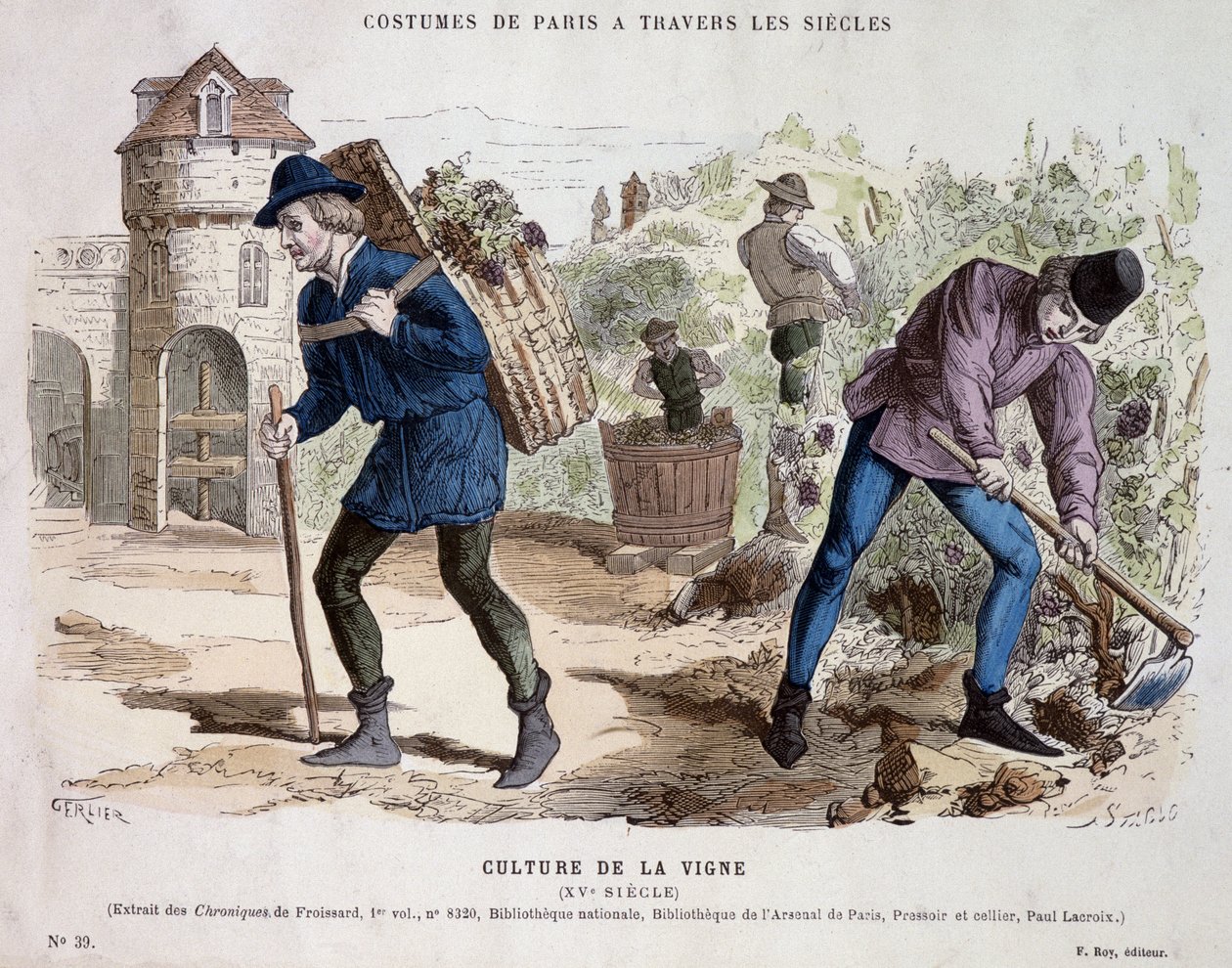 Cultura de la vid en el siglo XV - en “Traje de París a través de los siglos” de French School