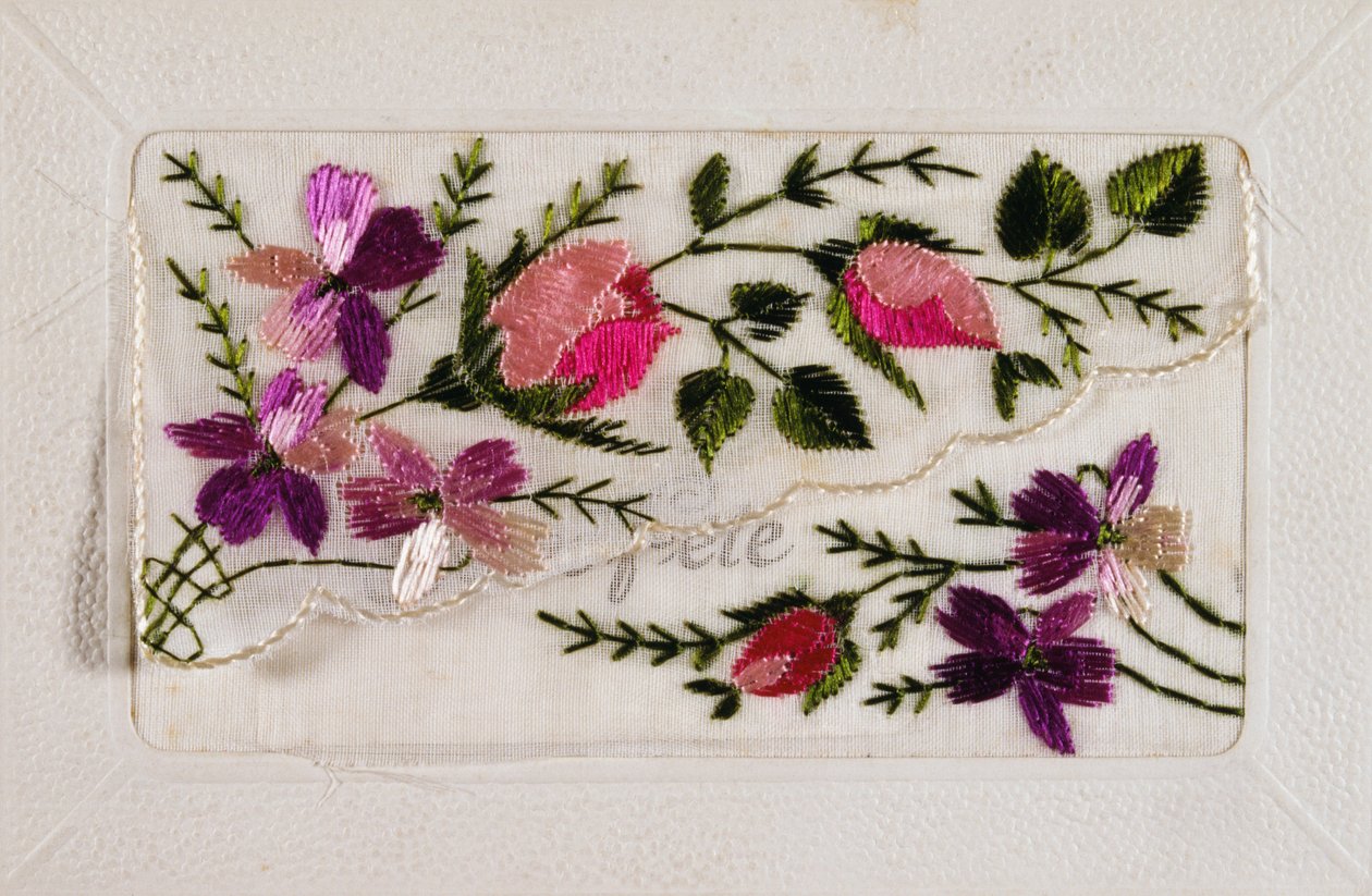 Postal francesa vintage con adornos florales de French School