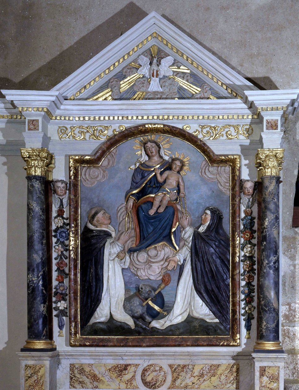 Virgen y niño, retablo de la Iglesia de Pera sobre la vida, Vendee de French School