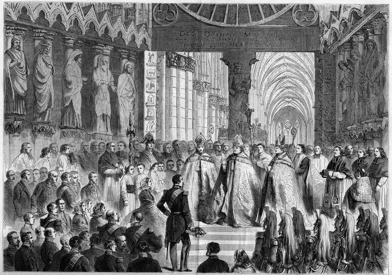 Visita de Napoleón III (1808-1873) y la Emperatriz Eugenia (1826-1920) a Reims de French School