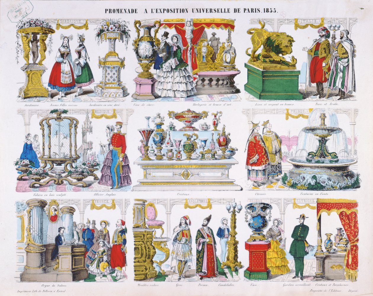 Visitantes a la Exposición Universal en 1855 de French School