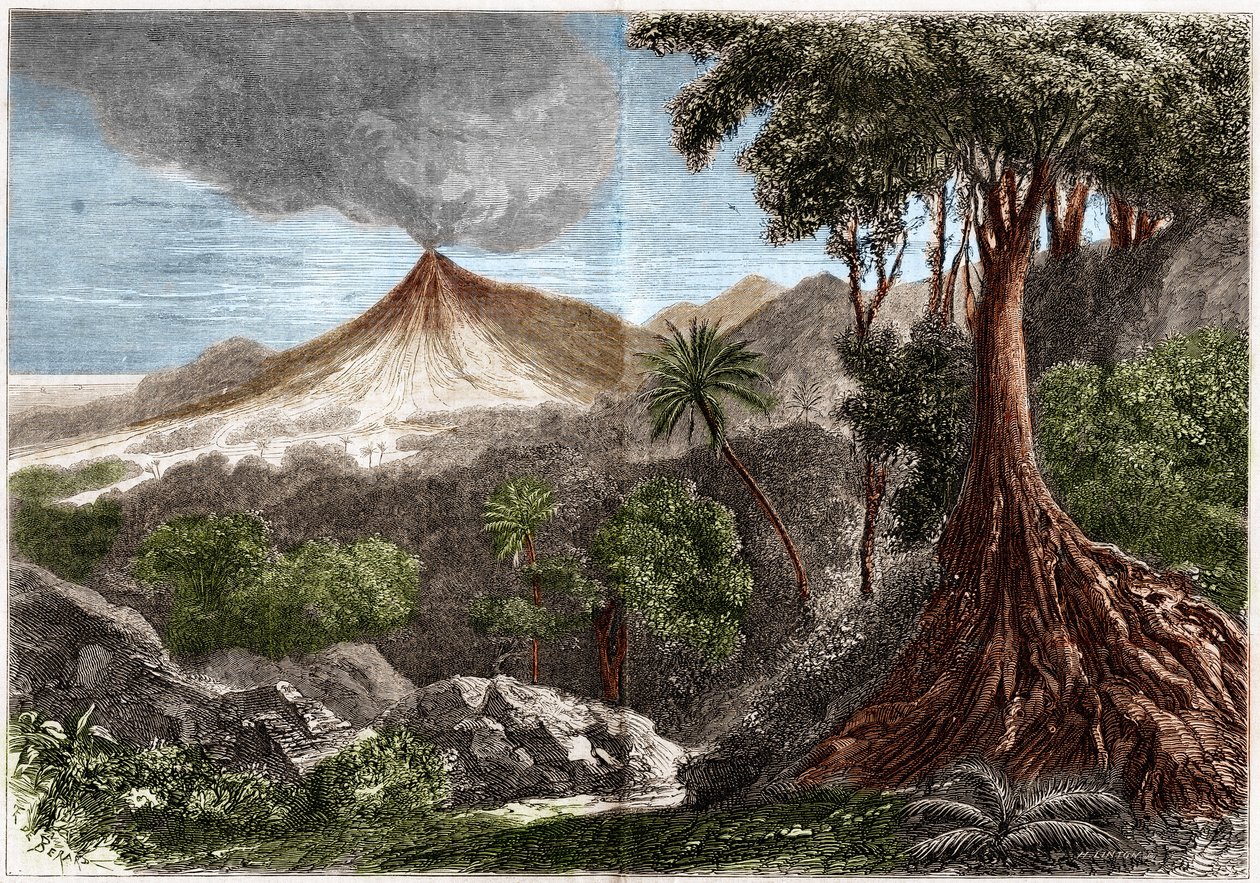Erupción volcánica, Isla de la Reunión de French School