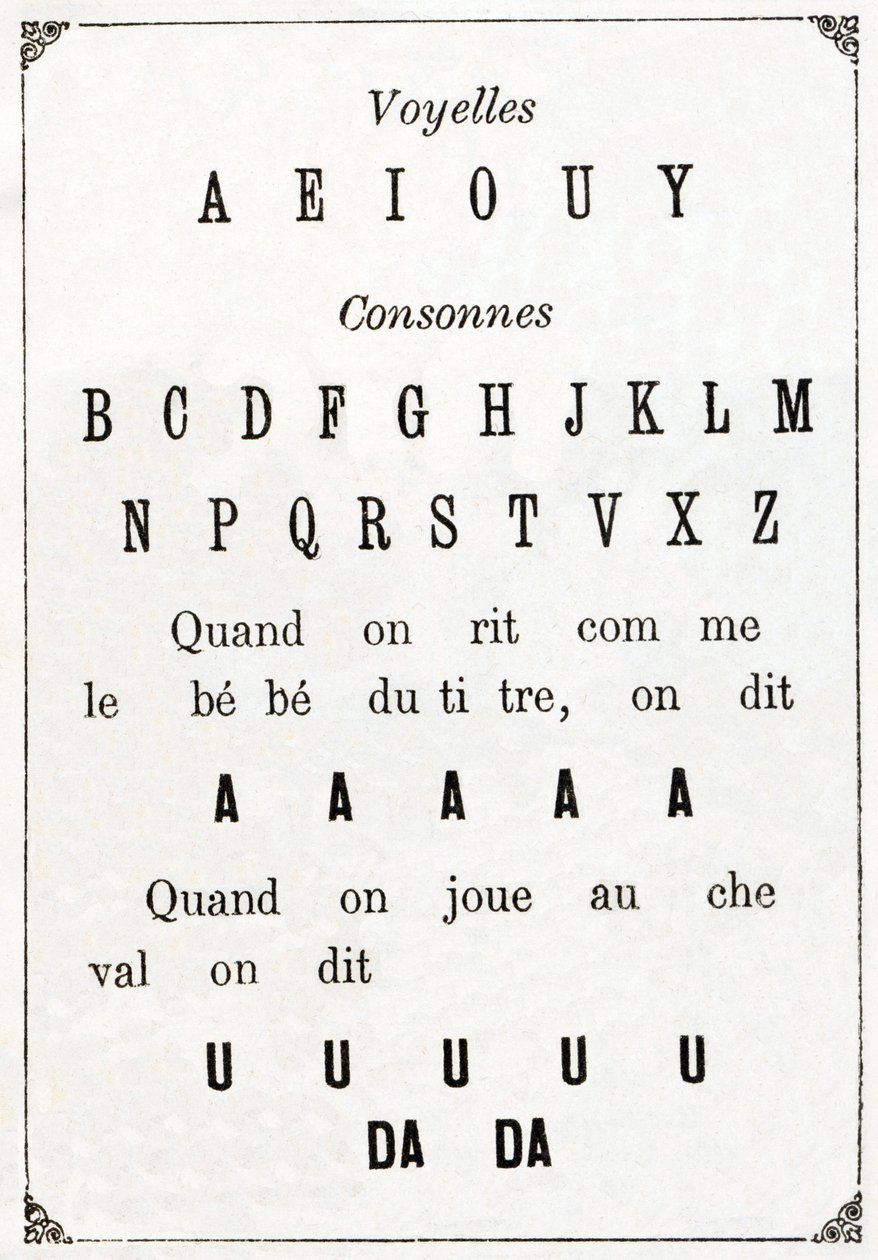 Vocales y Consonantes en “Alfabeto de los pequeños sabios”, finales del siglo XIX (cromolitografía) de French School