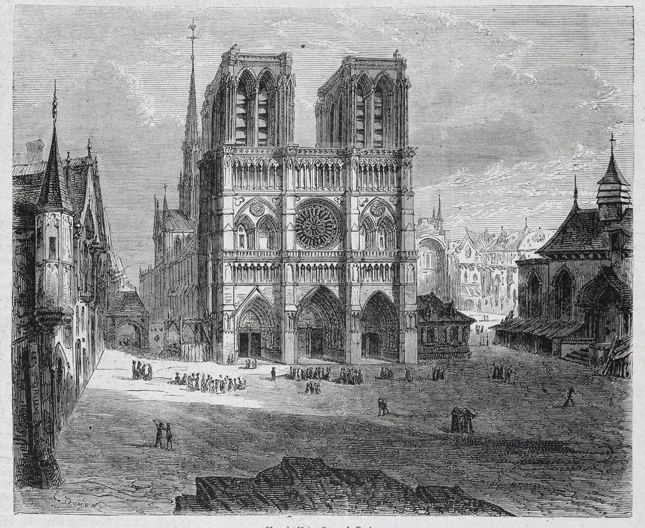 Vista de Notre-Dame de París - en “París a través de los siglos”, por H. Gourdon de Genouillac, ed. F. Roy, París de French School