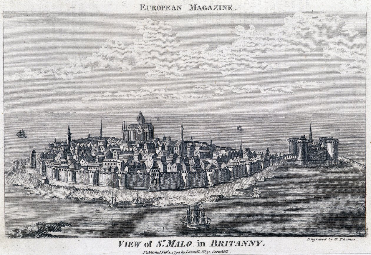 Vista de St Malo - Grabado por Thomas de French School