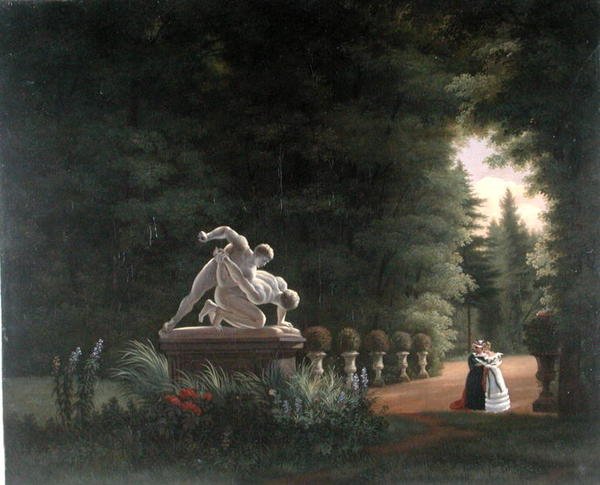Paseando en la Folie-Beaujon en París, c.1830 de French School