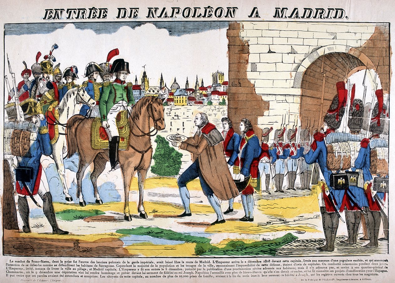 Guerra de la Península (1807-1814) - La entrada de Napoleón I a Madrid el 2/12/1808. Imagen de Epinal de French School