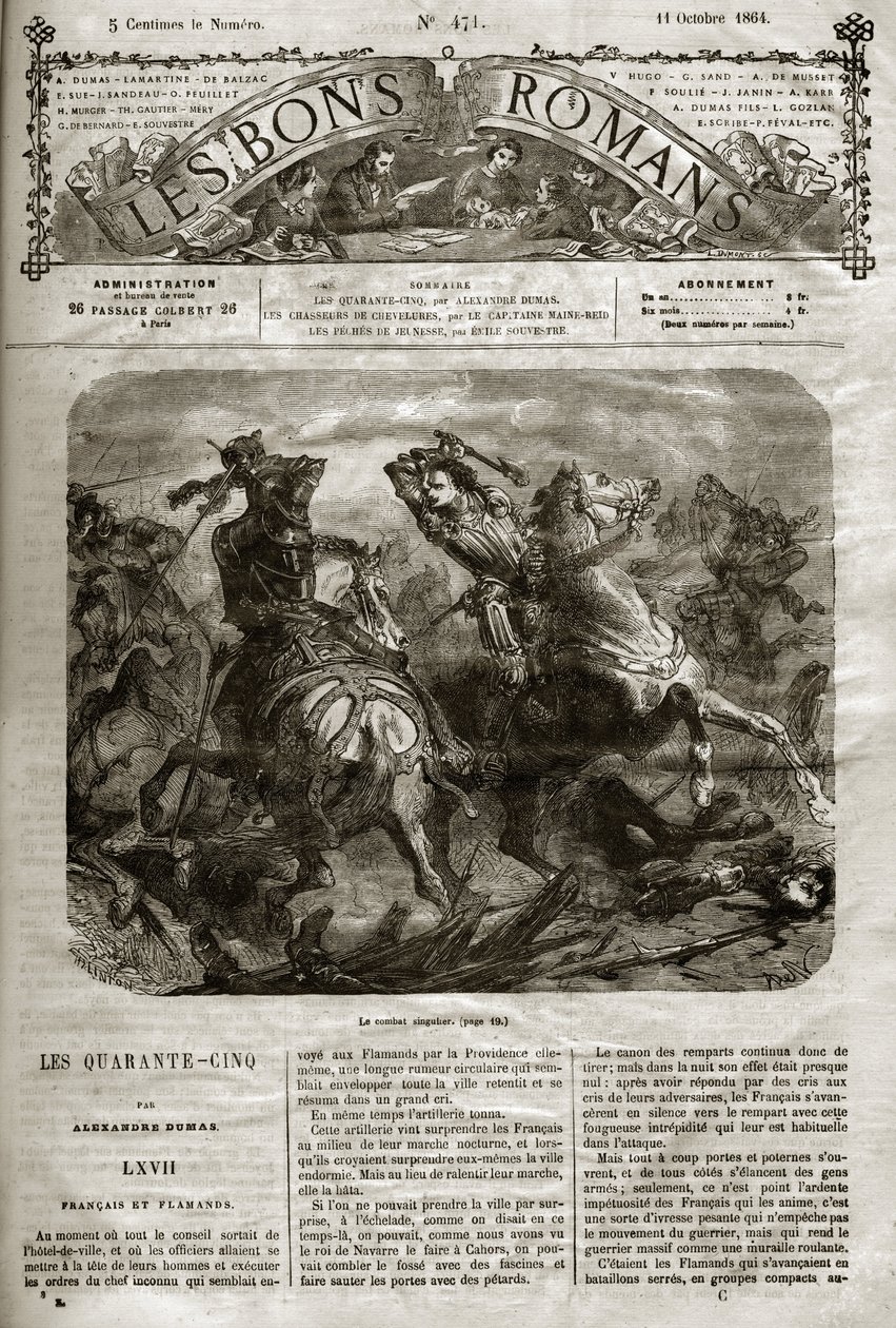 Guerras de Religión - Los Cuarenta y Cinco - Franceses y Flamencos - La singular batalla de Henri de Joyeuse (1563-1608) - Las buenas novelas 1864 - Alexandre Dumas Padre de French School