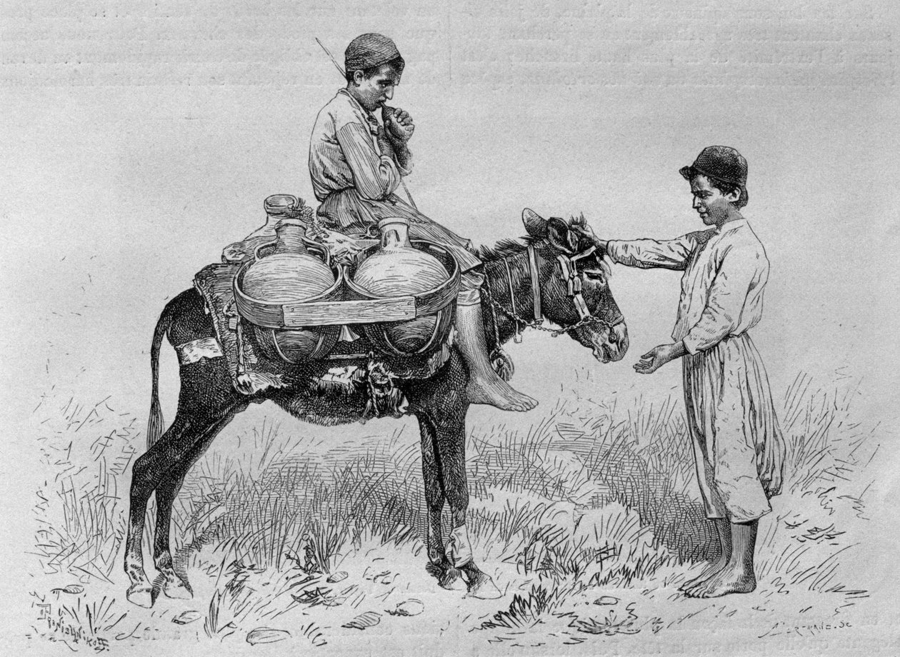 Portador de agua, de La Siria de hoy. Viajes en Fenicia, el Líbano y Judea. 1875-1880 de Louis Charles Emile Lortet, 1884 de French School