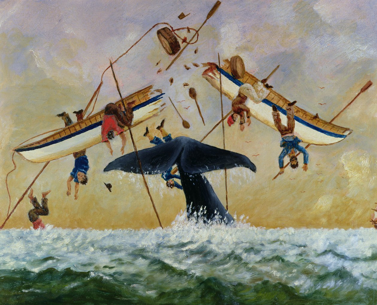 Ballena derribando a pescadores al agua de French School