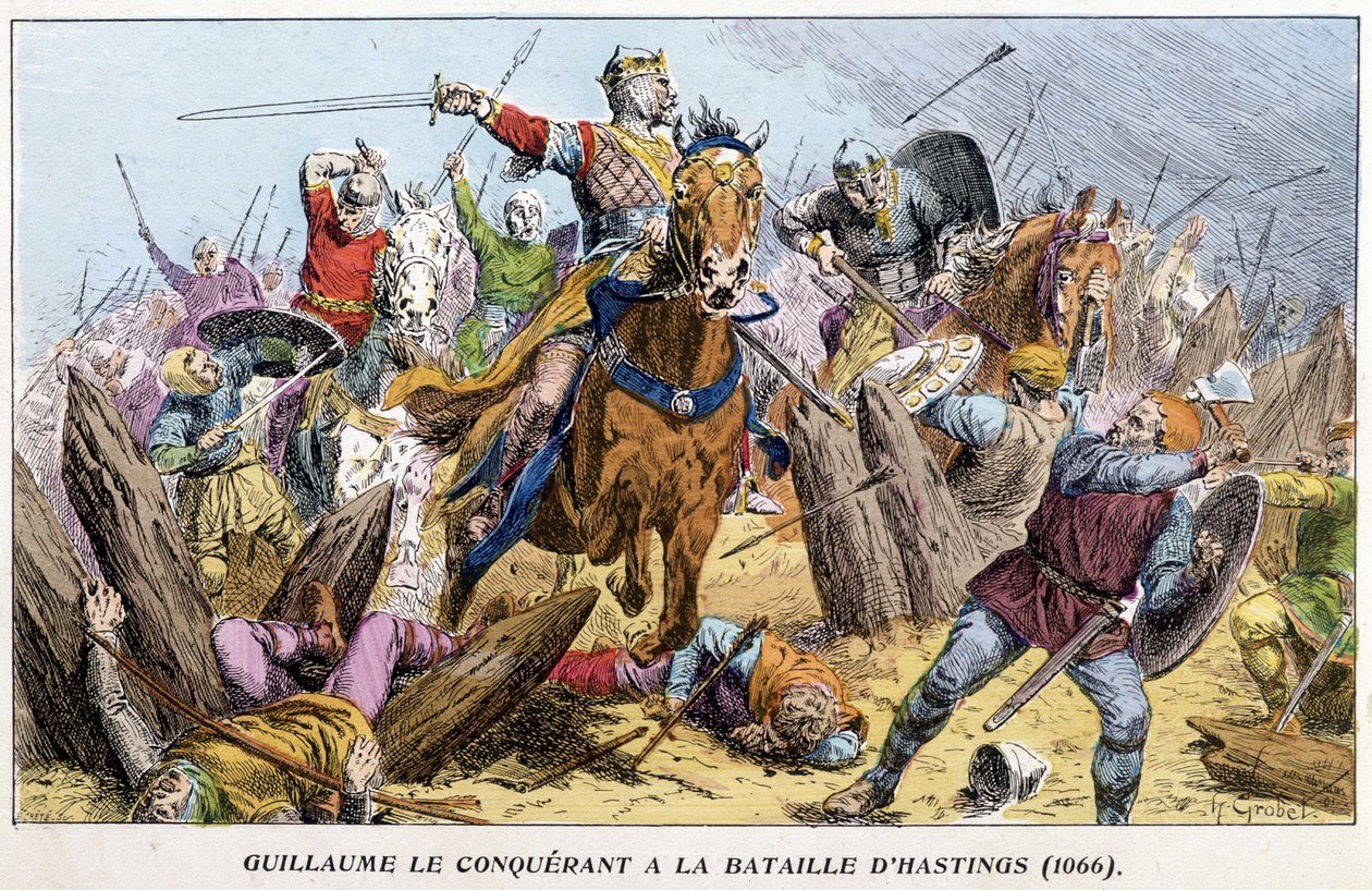 Guillermo el Conquistador en la Batalla de Hastings de French School