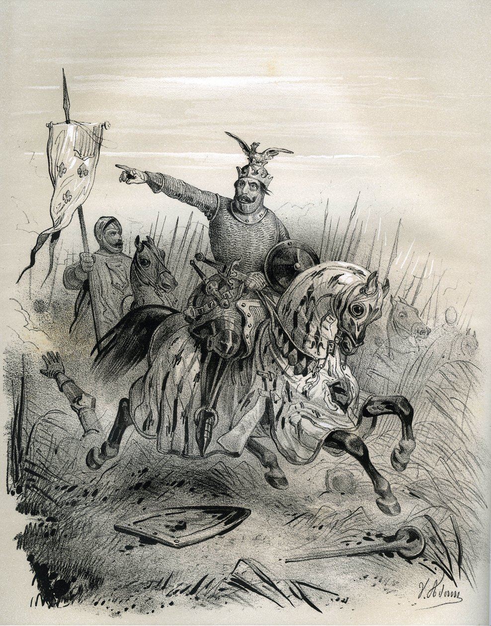 Guillermo el Conquistador durante el asalto y la toma de Mantes en julio de 1087, ilustración de "Francia en la Edad Media" (grabado) de French School
