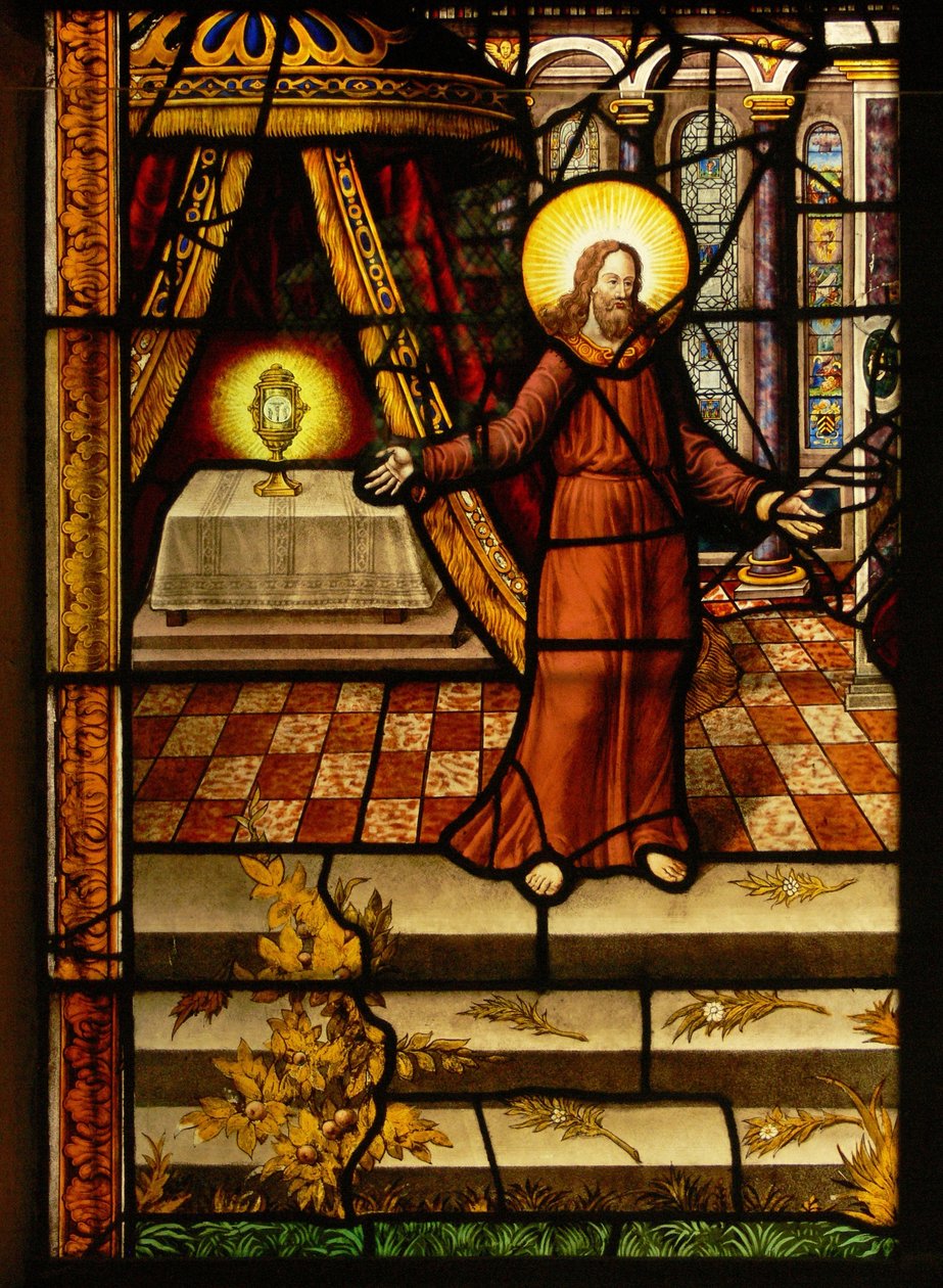 Ventana Charnier-10 que representa a Cristo y la Hostia de French School
