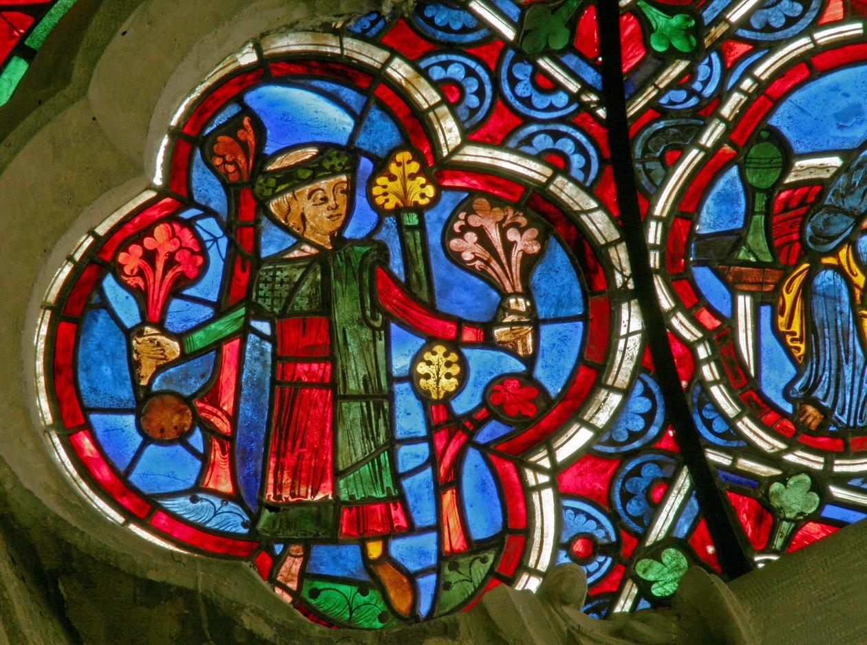 Ventana Ew que representa los trabajos de los meses: abril de French School