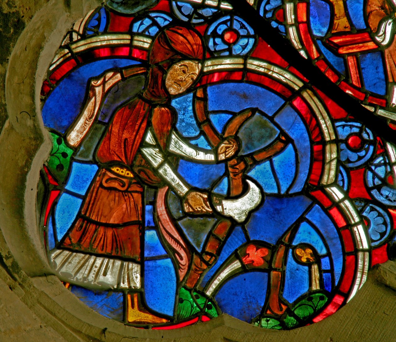 Ventana Ew que representa los trabajos de los meses: marzo de French School
