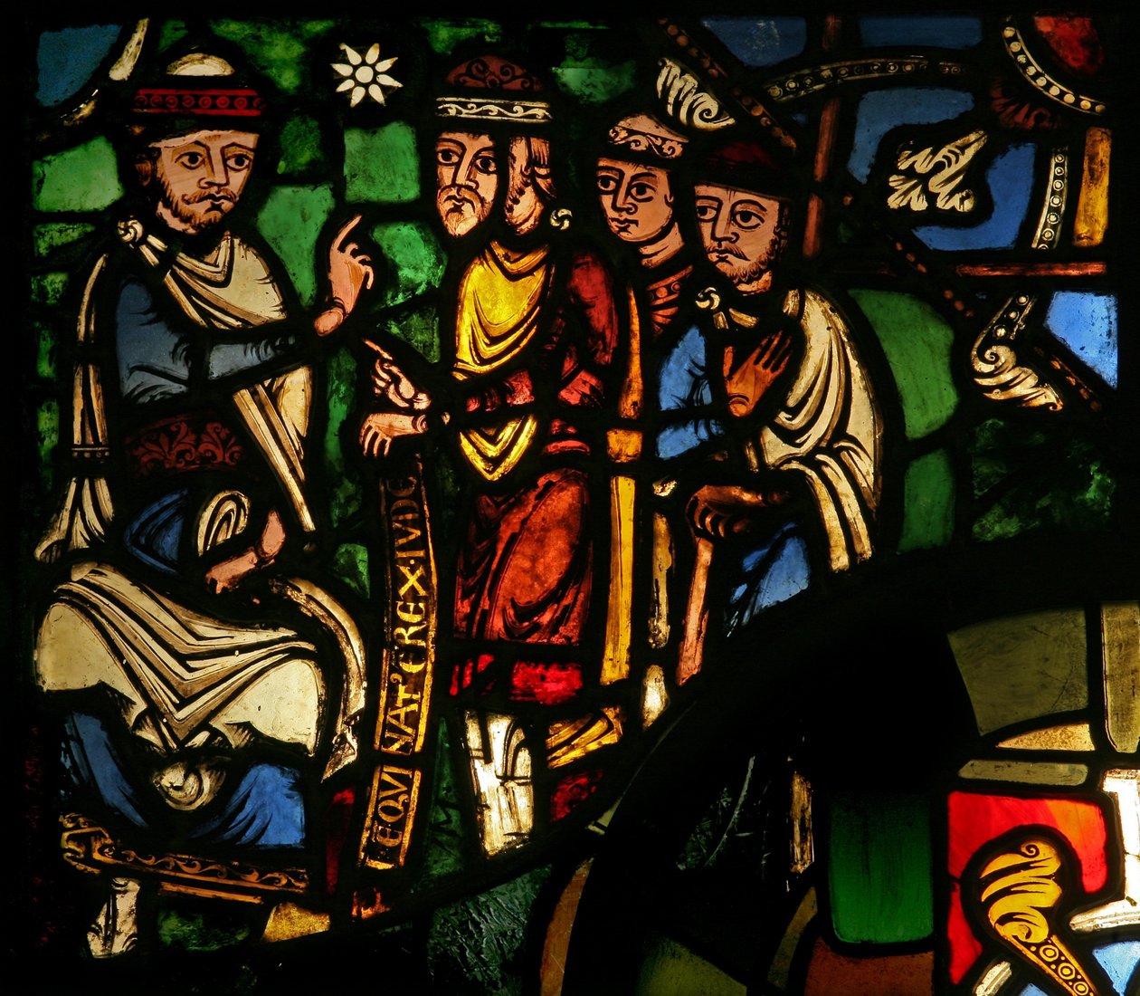Ventana del Tesoro-A que representa a los Magos con Herodes de French School