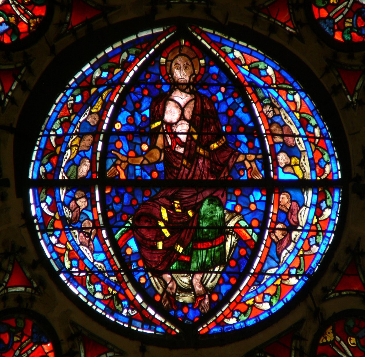 Ventana Ww que representa a Cristo del Juicio Final de French School