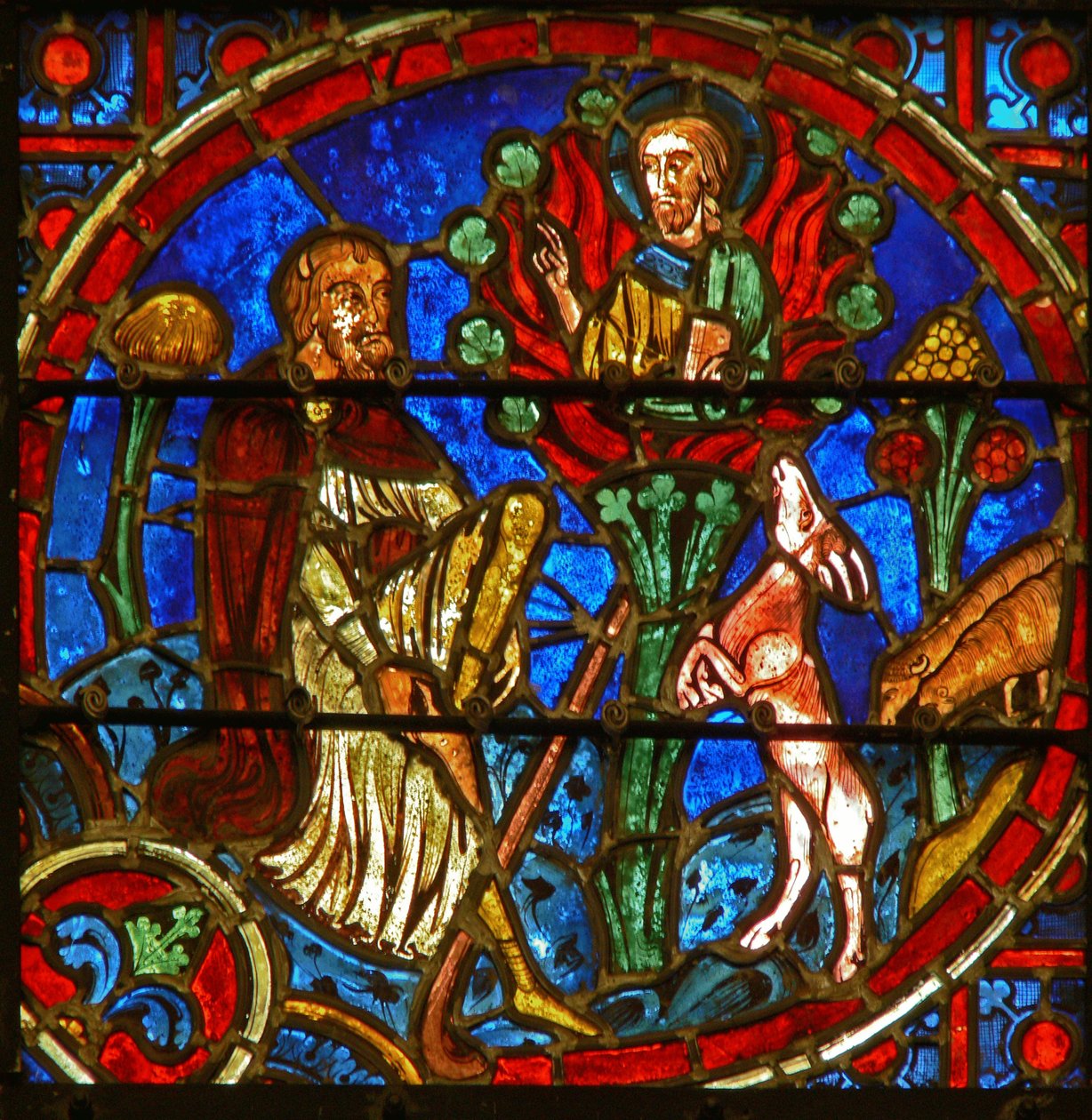 Ventana que representa a Moisés y la Zarza Ardiente de French School