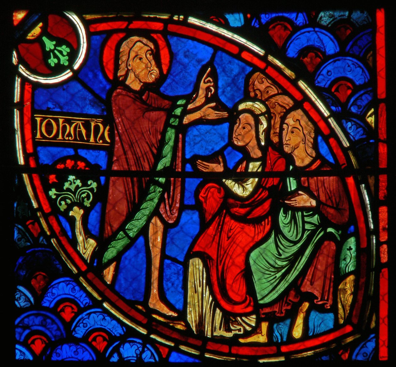 Ventana que representa una escena de la vida de San Juan Bautista de French School