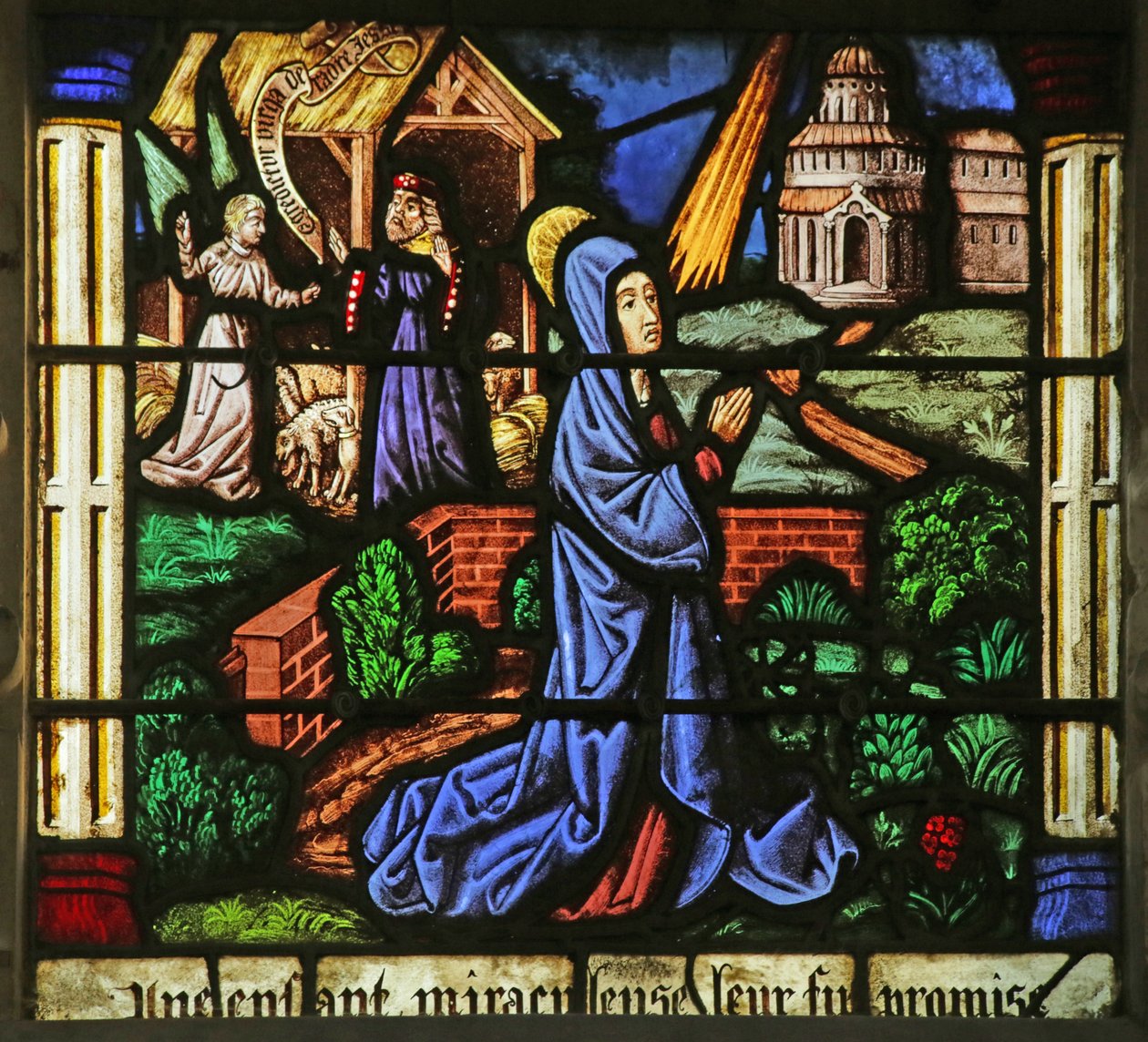 Ventana que representa las Anunciaciones a Ana y Joaquín (vidriera) de French School