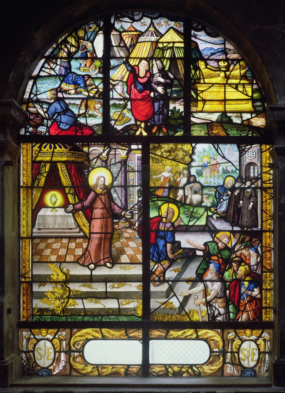 Ventana que representa la Recolección del Maná, 1612-22 de French School