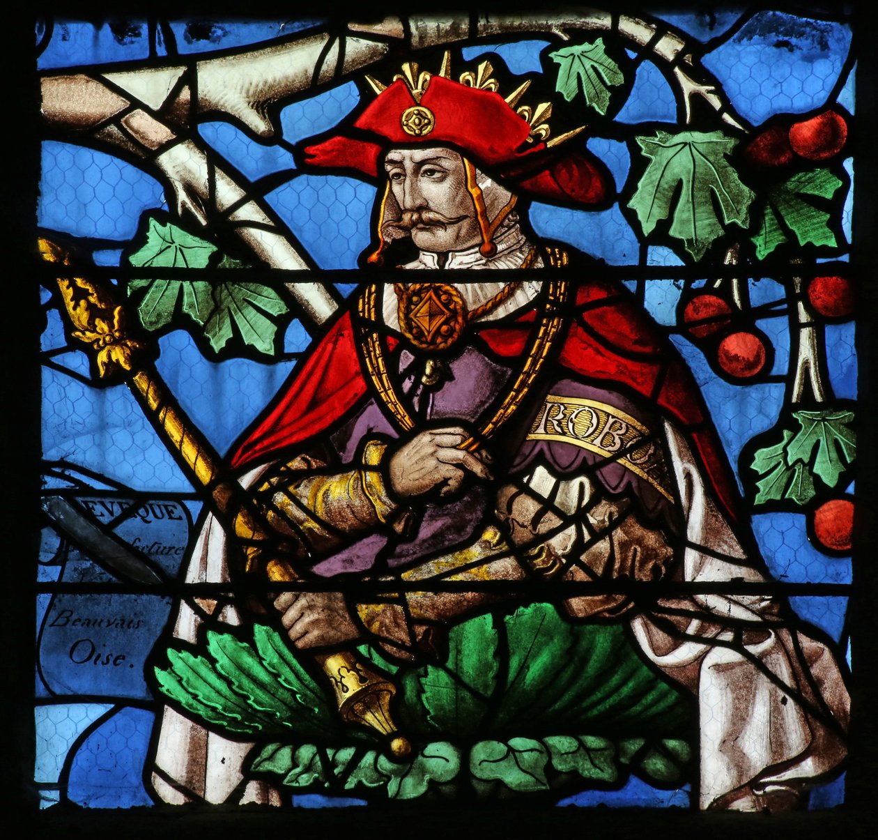 Ventana que representa el Árbol de Jesé (mayormente moderna) de French School