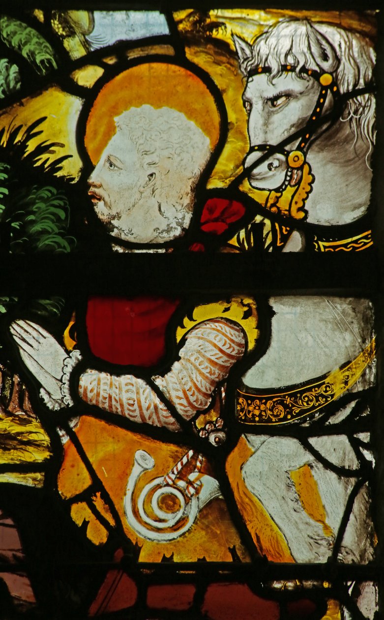 Ventana que representa la visión de San Eustaquio (detalle) de French School
