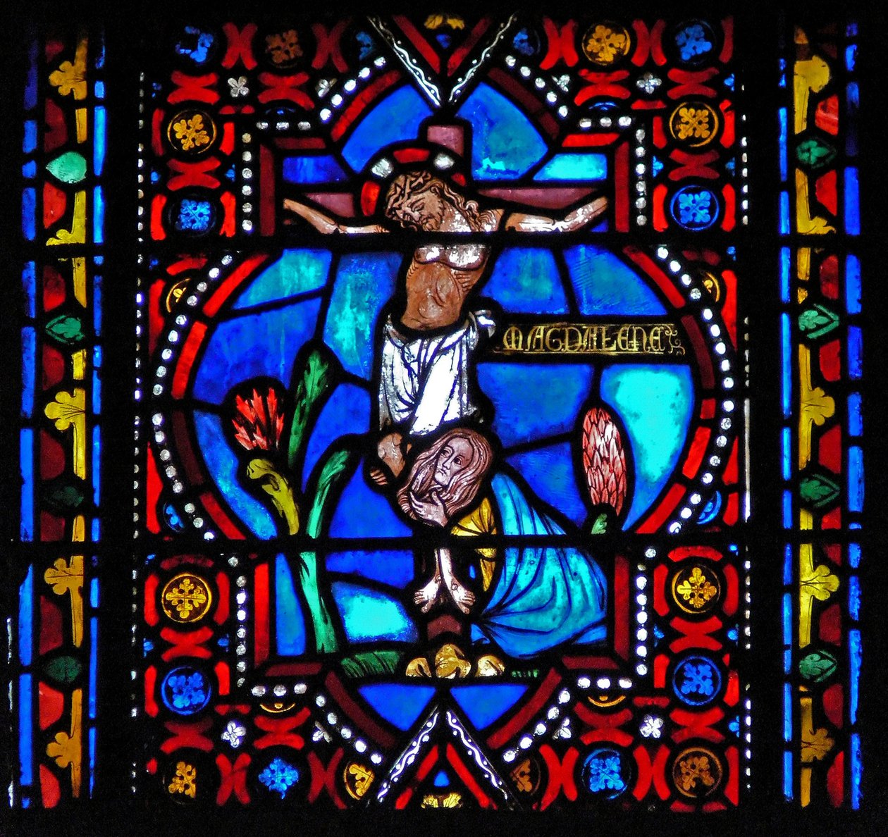 Una escena de la vida de Santa María Magdalena - la santa al pie de la Cruz de French School