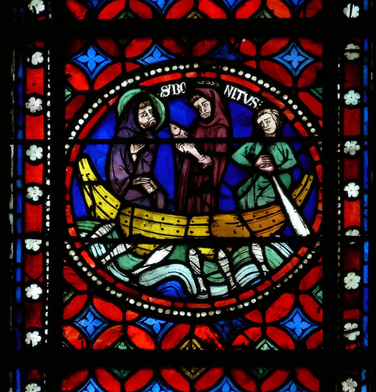 Ventana s1-R escena del viaje de San Bonnet a Roma y aventuras de French School