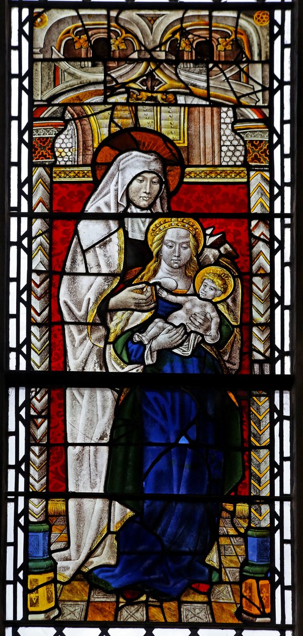 Ventana s3 que representa a Santa Ana con la Virgen y el Niño de French School