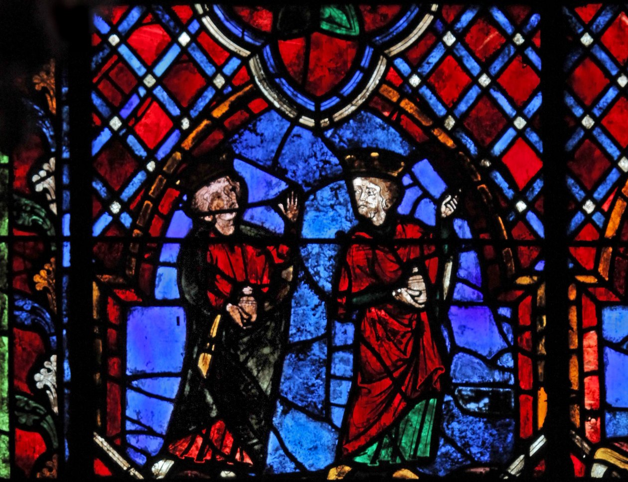Ventana w01 que representa la Adoración de los Magos de French School