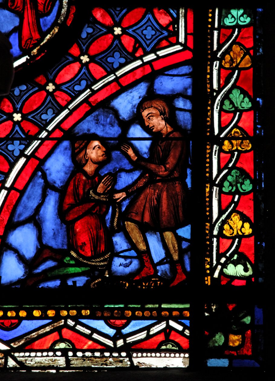 Ventana w05 que representa al mago Hermógenes y Fileto de French School