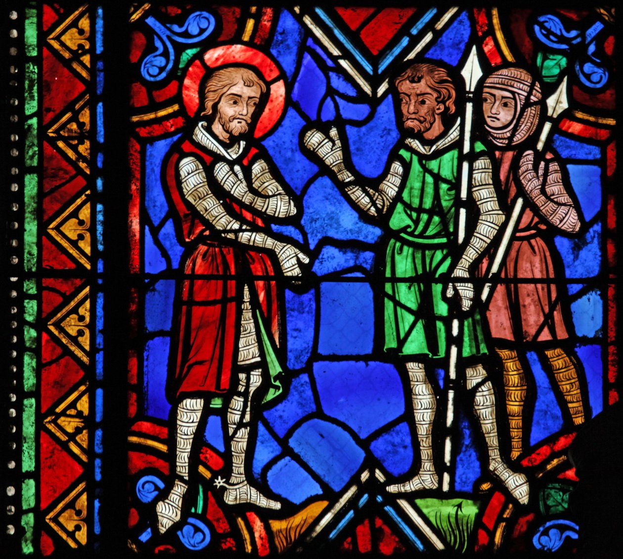 Ventana w06 que representa a San Julián de Brioude en el ejército de Diocleciano de French School