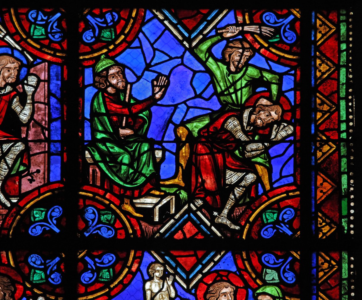 Historia de San Julián de Brioude - San Ferreol, amigo de Julián, que murió durante las persecuciones de Diocleciano, es capturado y golpeado de French School