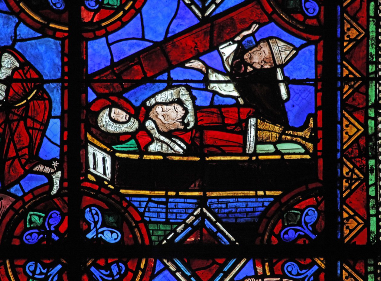 Historia de San Julián de Brioude - la muerte de San Ferreol, amigo de Julián, que murió durante las persecuciones de Diocleciano; San Ferreol es enterrado con la cabeza de Brioude de French School