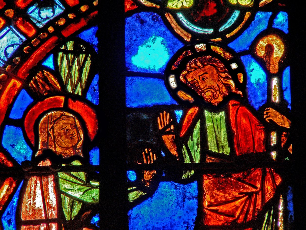Ventana w0 que representa una escena de la Resurrección: Noli Me Tangere de French School