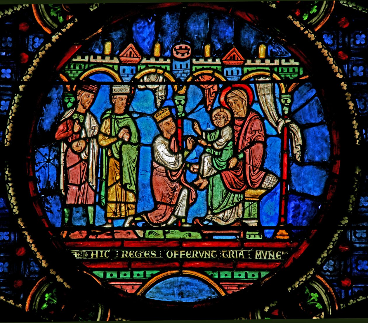 Ventana w0 que representa la Adoración de los Magos de French School