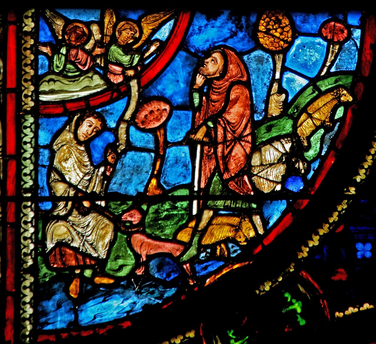Ventana w0 que representa la Anunciación a los Pastores de French School