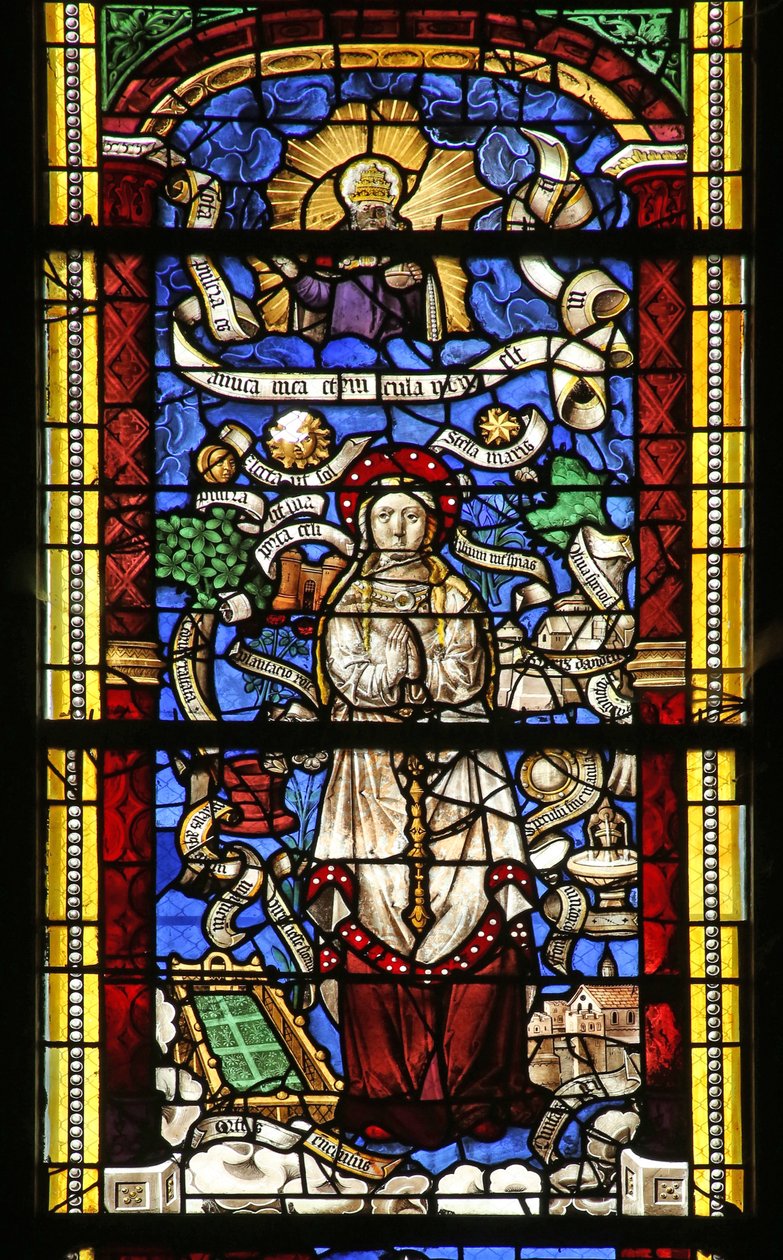 Ventana w0 que representa la Letanía de la Virgen María (Después de un grabado de Thilmann Kerver) de French School