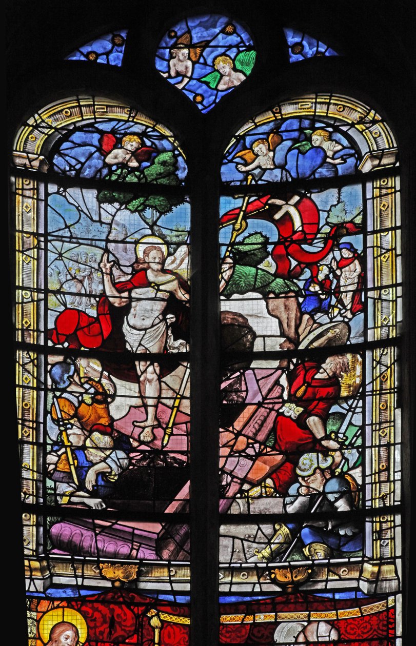 Ventana w0 representando la Resurrección de French School