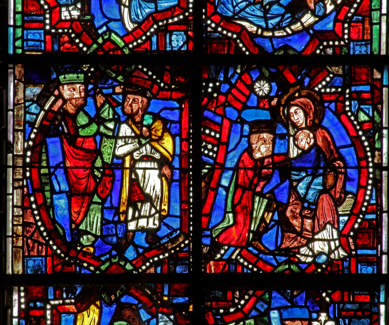 Ventana w100b con la Adoración de los Magos de French School