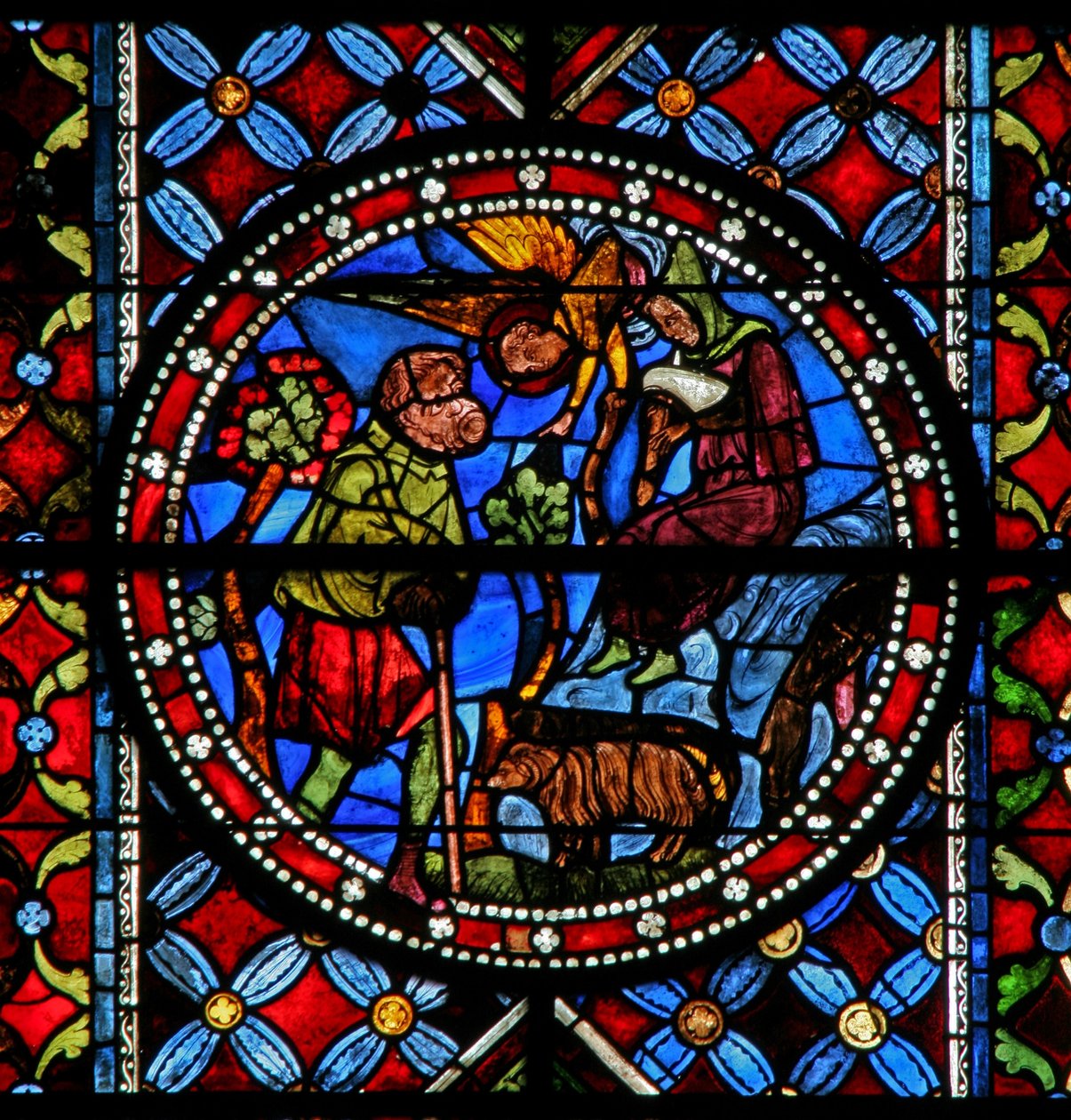 Ventana w102 que representa la Anunciación a los Pastores de French School