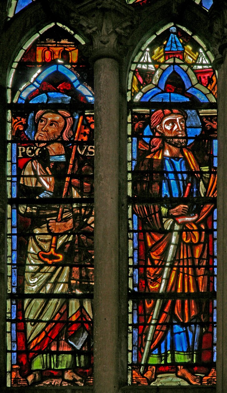 Ventana w106 que representa a San Pedro y San Pablo (C19) de French School