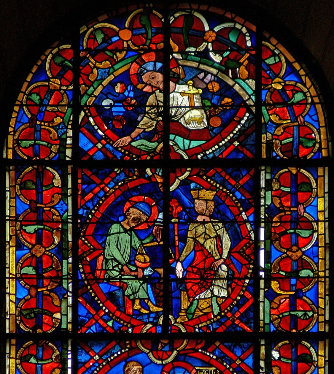 Ventana w107b con San Eloi ante un rey de French School