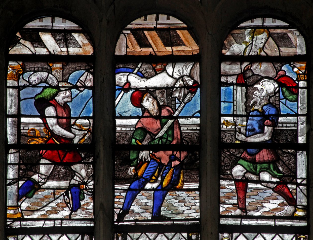 Ventana w109 que representa el martirio de un santo (¿Juliano?) de French School
