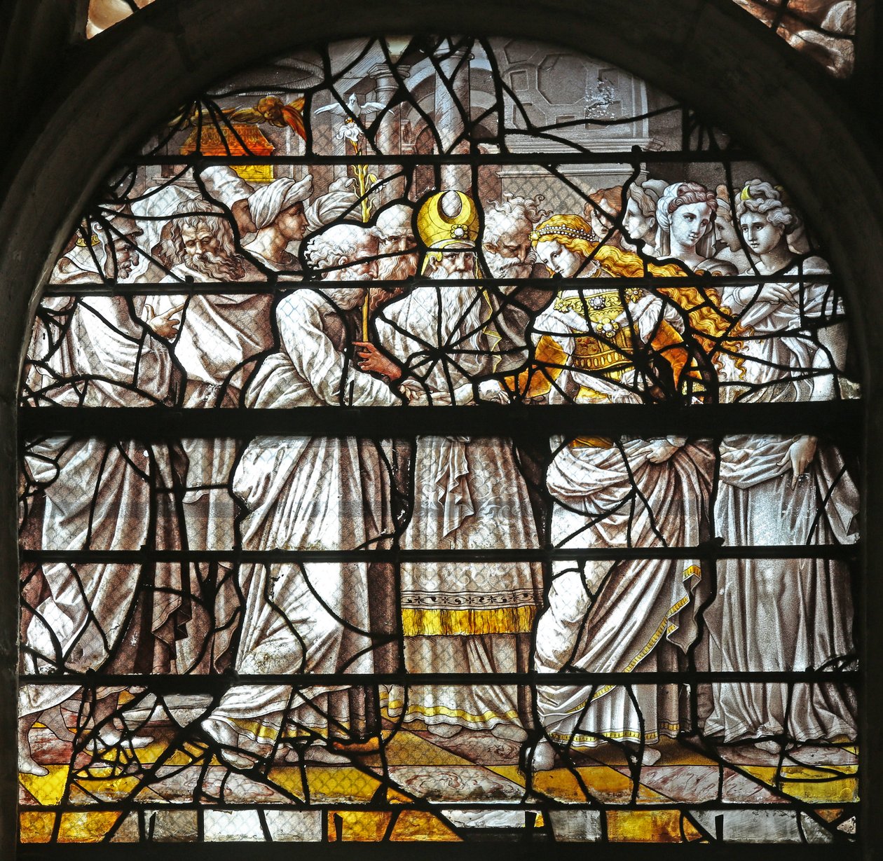 Ventana w10 que representa el Matrimonio Místico de la Virgen, diseños de Durero de French School