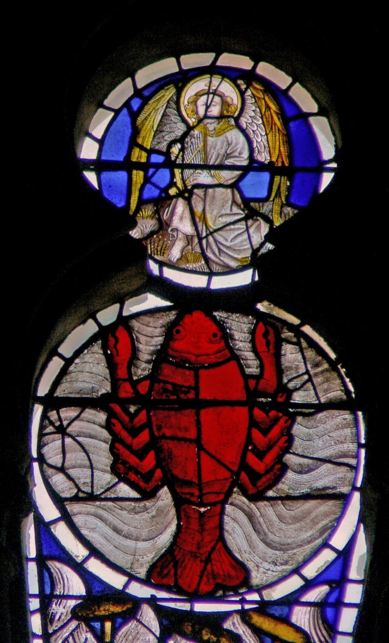 Ventana w114 con el signo zodiacal de Cáncer de French School