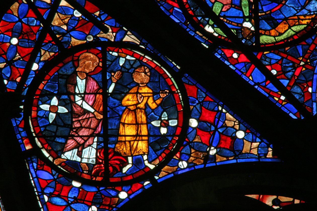 Ventana w115 que representa la ofrenda de Abel de French School